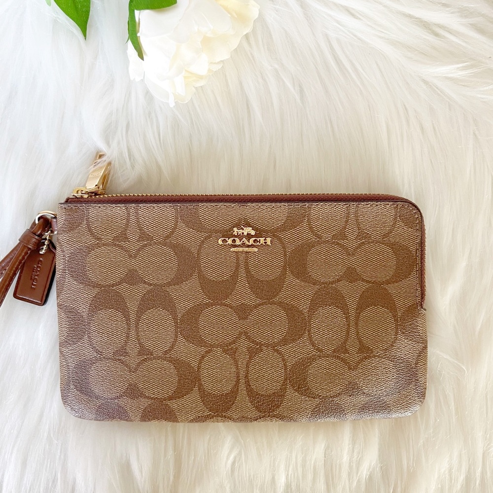 NWT Coach (LARGER SIZE) Double Zip Wallet Wristlet - Picture 2 of 13